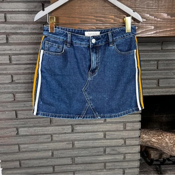 PacSun denim miniskirt side stripes size 28 - Picture 1 of 7
